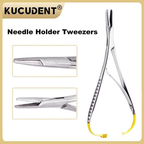 1Pc Dental Needle Holder Pliers Tweezers Stainless Steel Mat