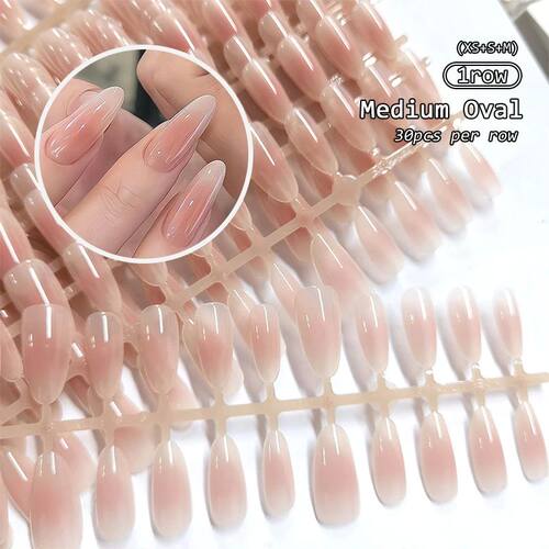 30Pcs Natural Naked Color Nail Tip Fake NailWearable Solid C