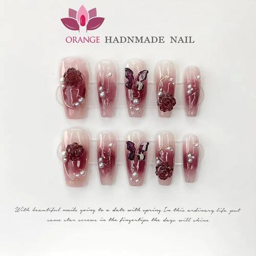 Handmade Y2k Press On Nails Reusable Decoration Fake Nails F