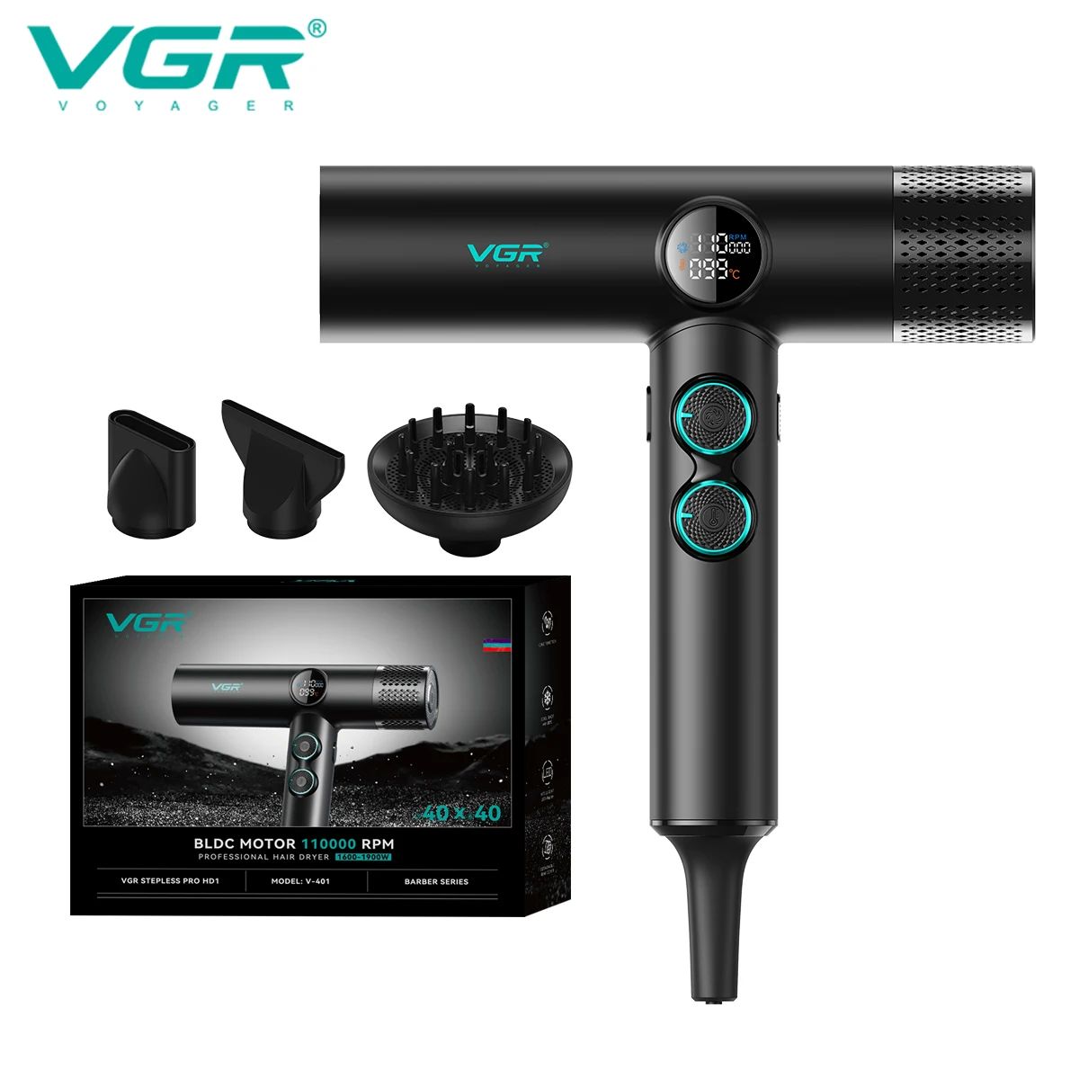 VGR Hair Dryers Professional Air Blower 110000 RPM Hair Drye