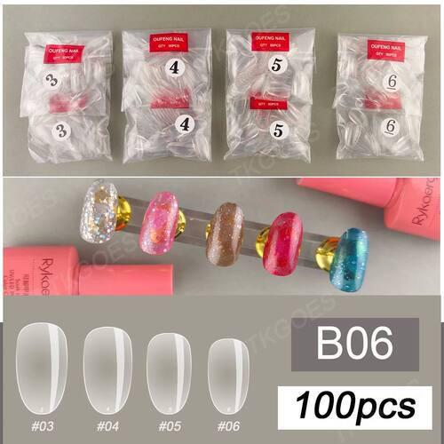 B6 Sold by Single Size Short Oval Shape Fake Nail Tips Size