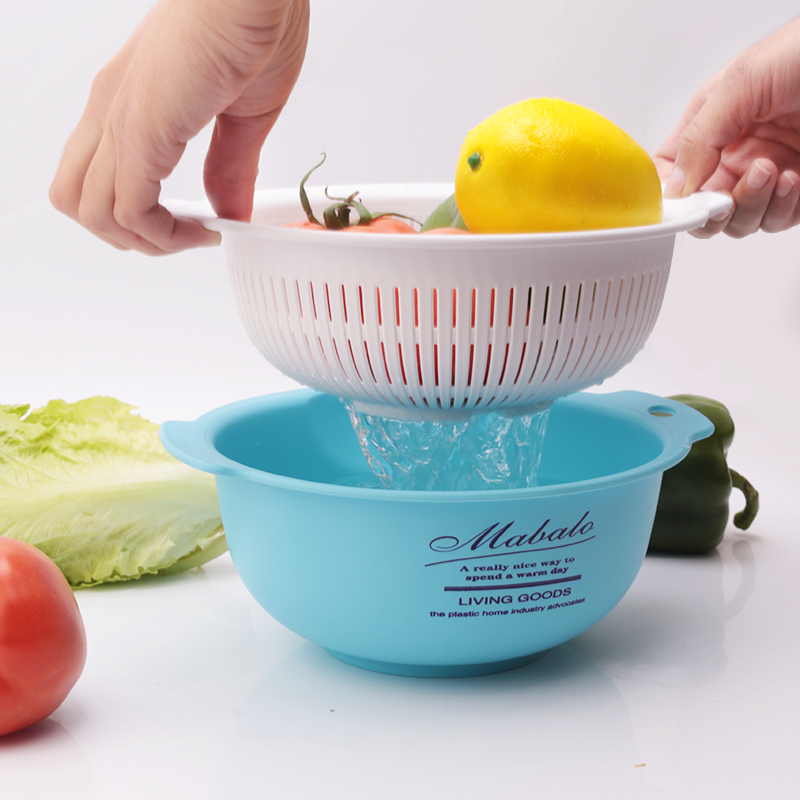 双层洗菜盆塑料家用洗菜篮子沥水篮水果盘漏盆淘米器沥水盆