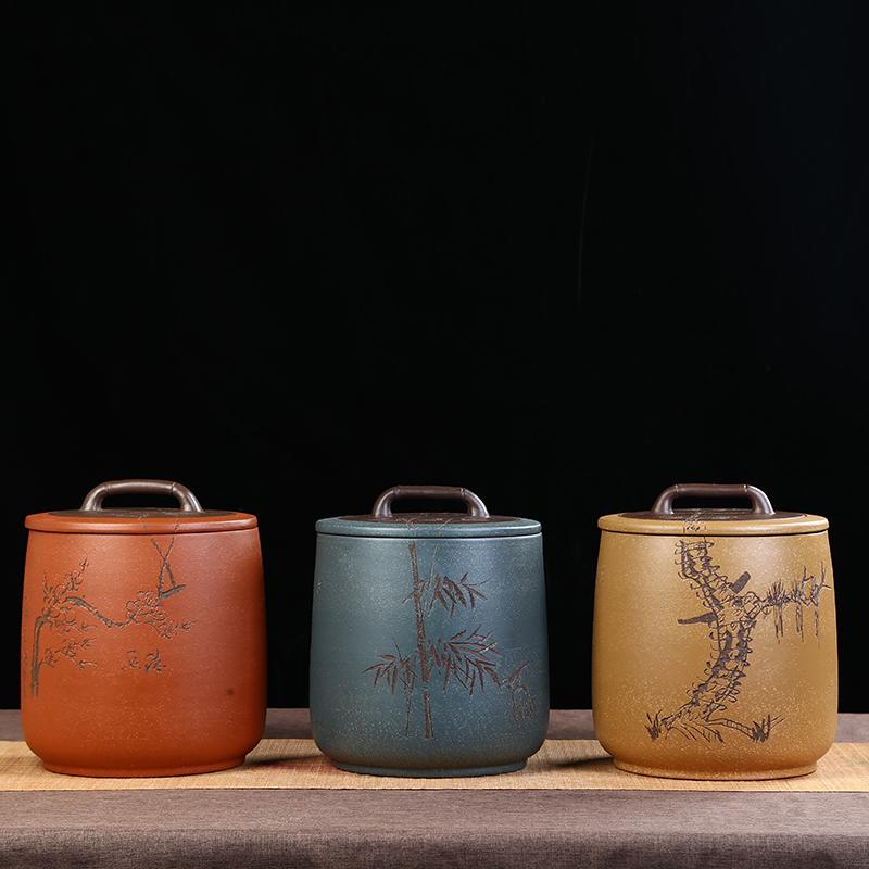 宜兴紫砂米缸大号15斤装手工防潮收纳米桶家用陶瓷密封干货米面罐