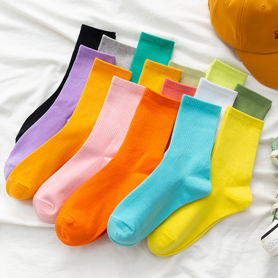 ins春夏纯棉学生运动彩色袜子