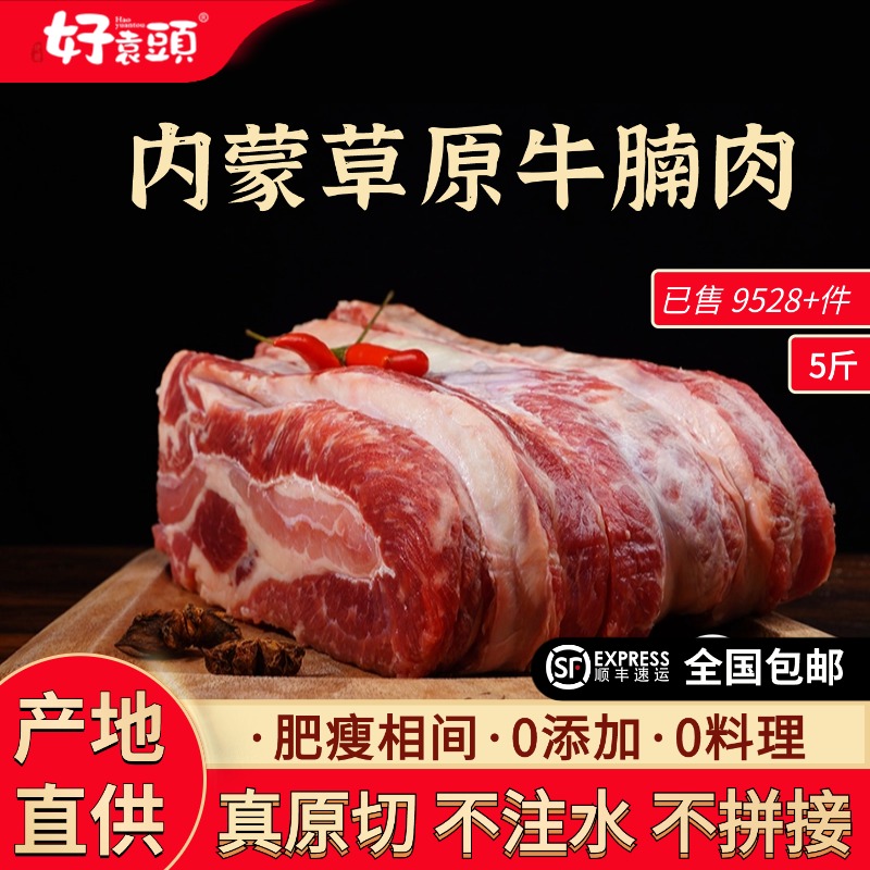 好袁头牛腩5斤黄牛肉内蒙牛肉粒新鲜生鲜原切商用冷冻批发牛腩肉