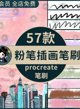 新款Procreate笔刷粉笔噪点颗粒插画笔刷iPad画画卤猫风儿插笔刷