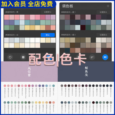 procreate绘画色卡PS调色板高级灰典雅色卡水彩水粉油画参考色系