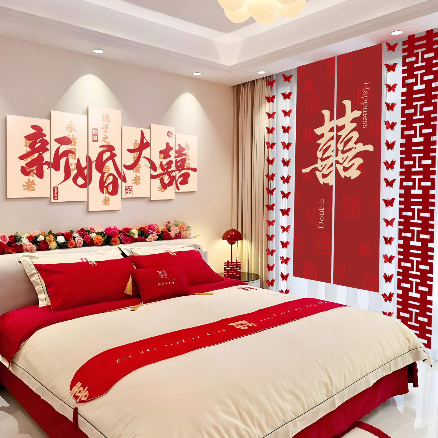 婚房布置套装结婚装饰喜字kt板床头卧室婚礼晨袍拍照背景不伤墙面,节庆用品/礼品,婚房装扮用品,淘宝优惠券,粉丝福利购,淘宝优惠卷