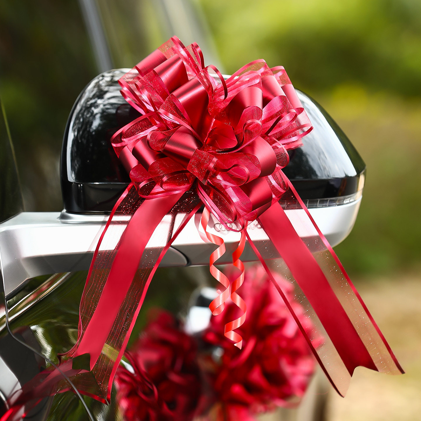 结婚副车队婚车拉花装饰车头花接亲婚礼女方陪嫁雪纱蝴蝶结高级感