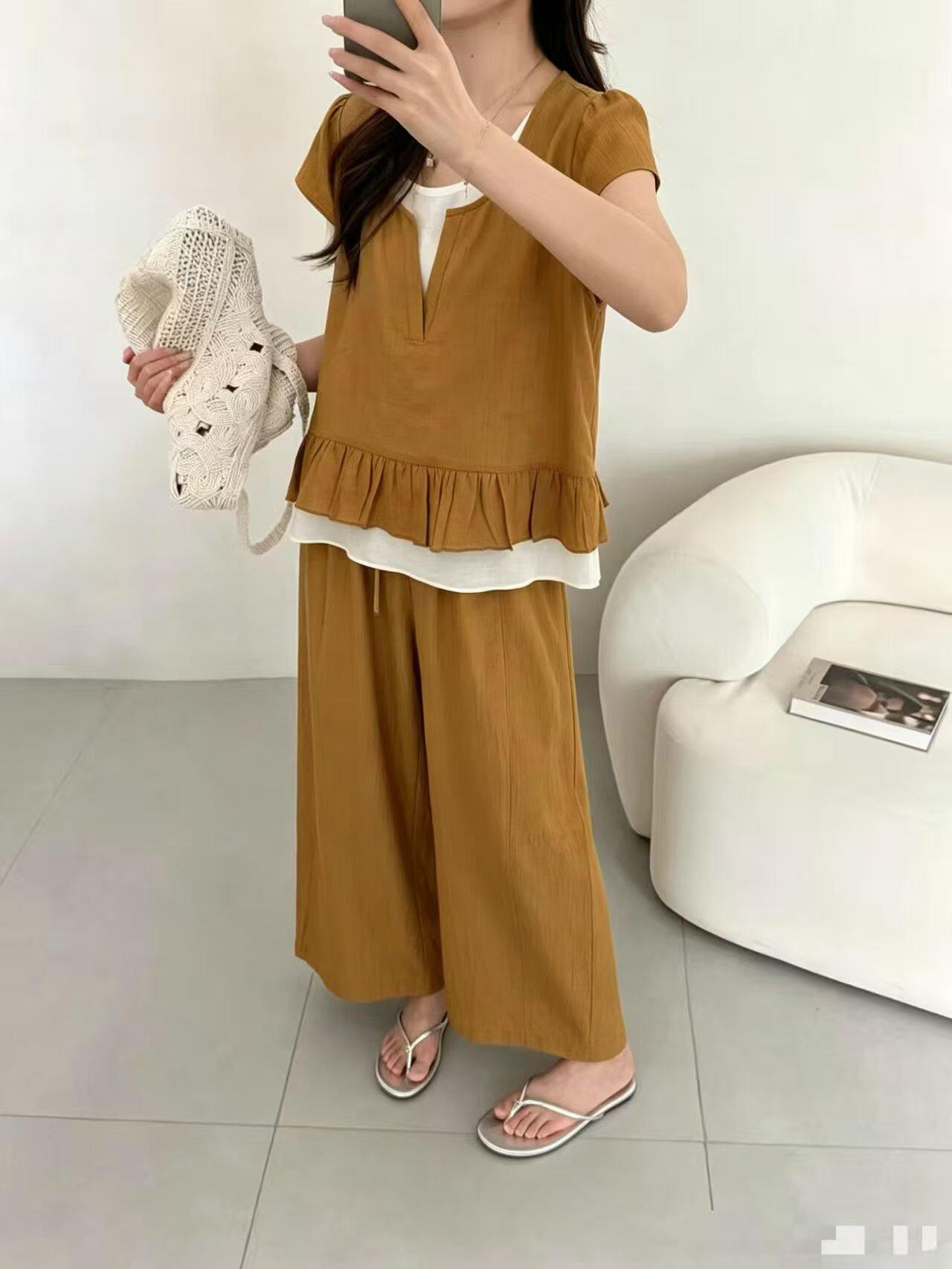 2026新款韩版休闲百搭圆领短袖T恤女上衣背心+裤子