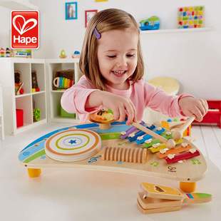 Hape早旋律乐队 6岁 敲琴台小木琴摇铃儿童玩具婴幼儿童宝宝益智3