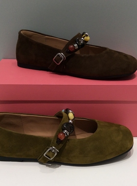 HS263009哈森HARSON正品2026春复古风玛丽珍鞋串珠一字扣舒适单鞋