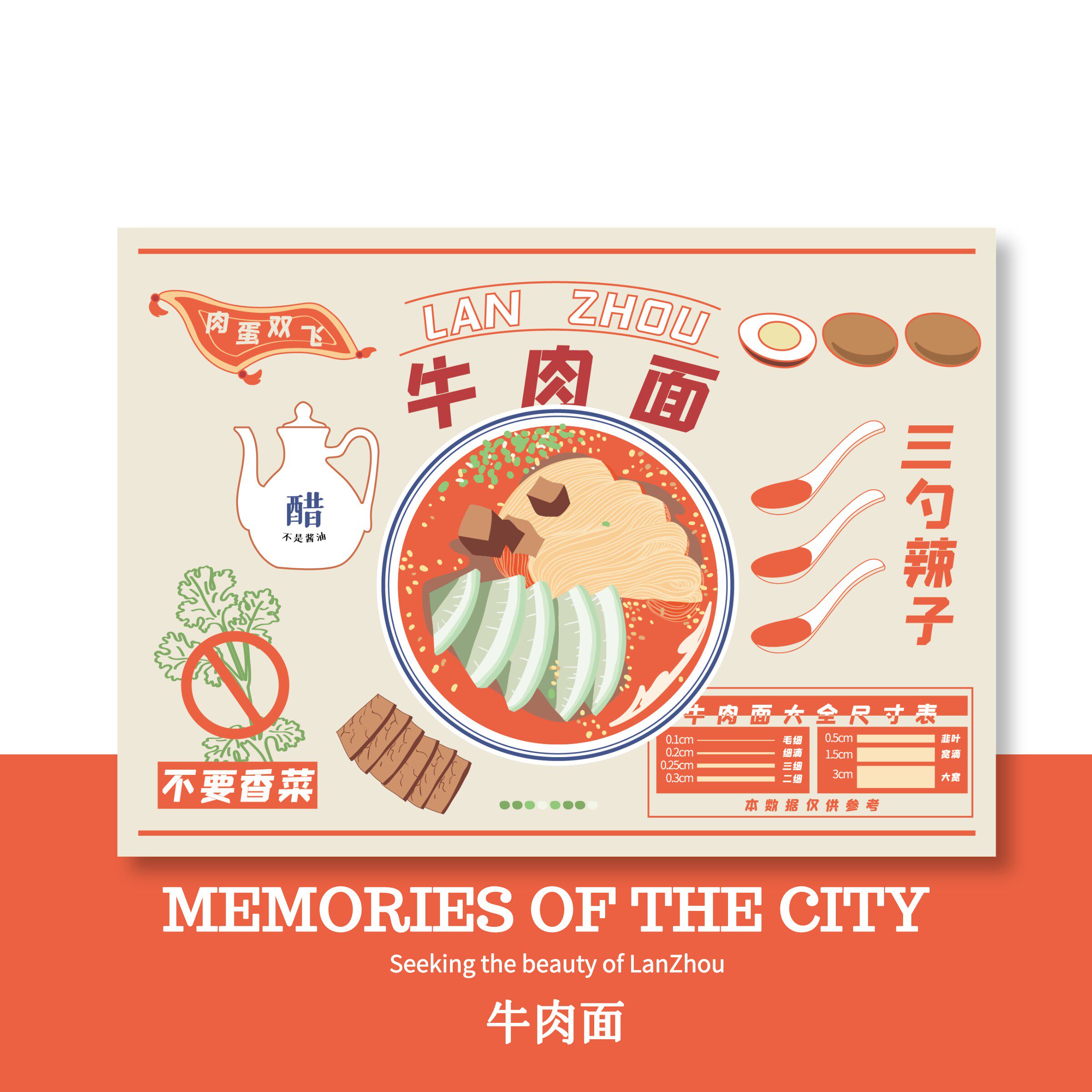 我爱兰州美食原创6张明信片纪念礼甘肃省博物馆文创