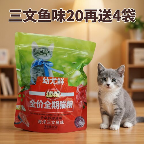 幼尤鲜海洋三文鱼味猫粮24袋12Kg