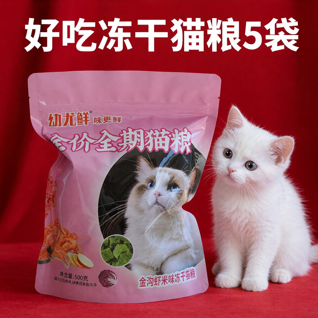 幼尤鲜多拼冻干猫粮5袋共5斤实惠