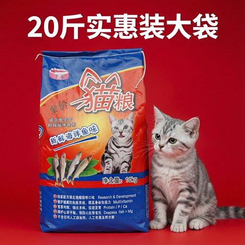 卡希海洋鱼味猫粮散装10KG20斤实惠装土猫橘猫狸花猫蓝猫便宜量大 - 封面