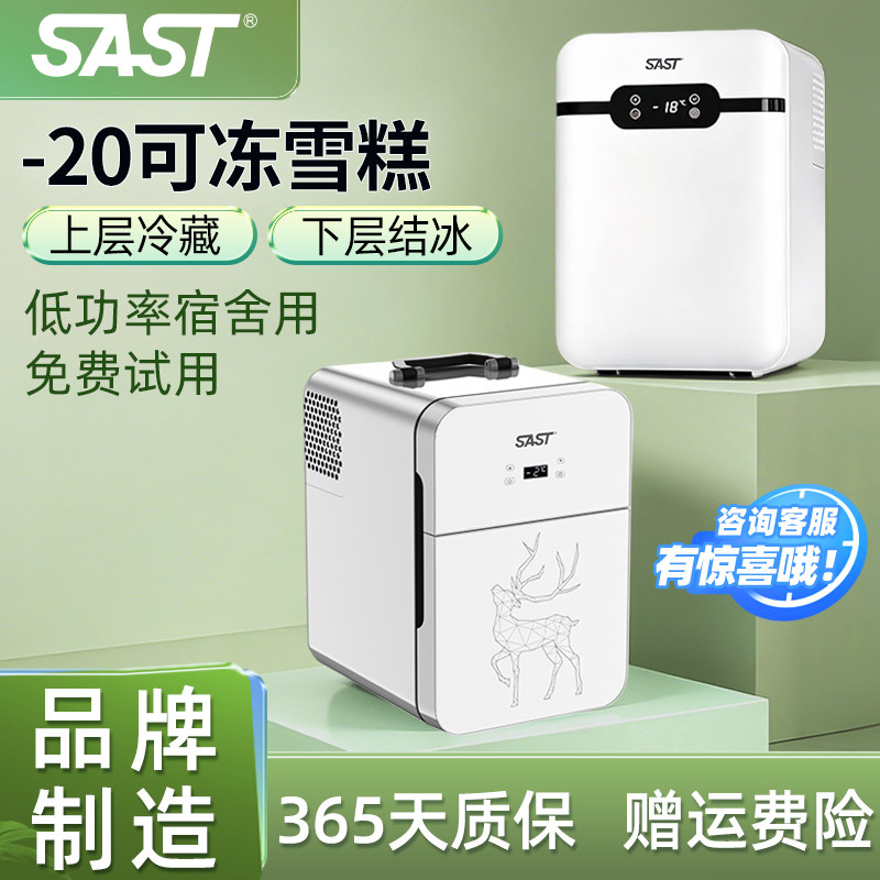 SAST车载迷你小冰箱mini宿舍出租房小型母乳单人用冷藏箱车家两用