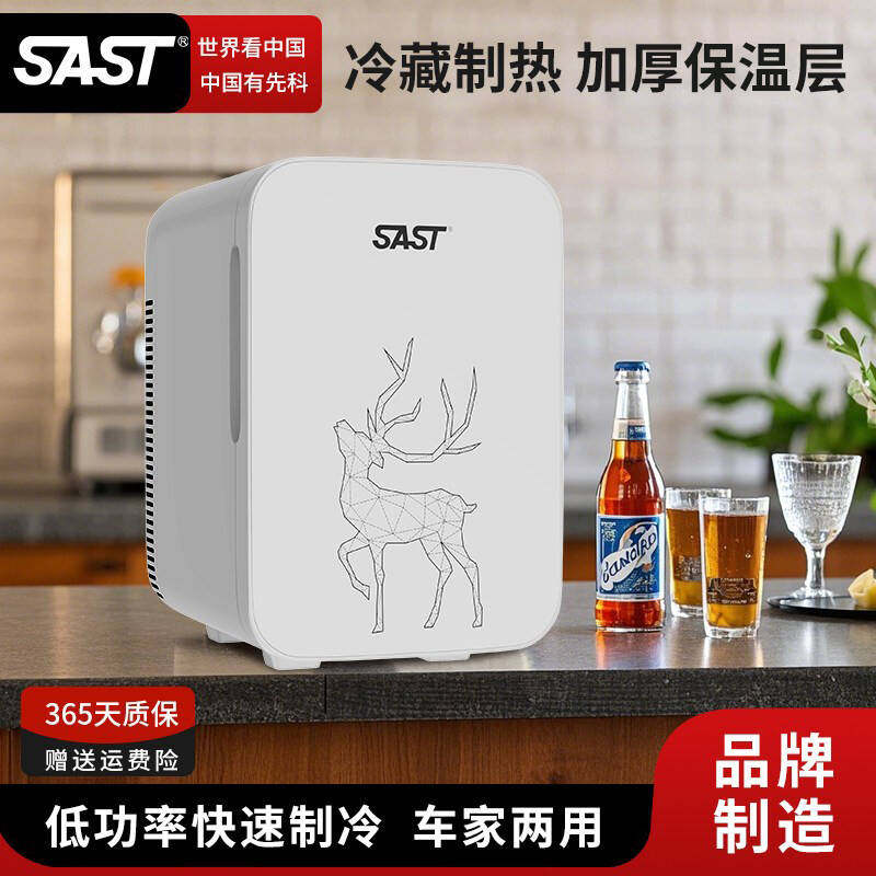 SAST车载迷你小冰箱mini宿舍出租房小型母乳单人用冷藏箱车家两用