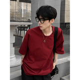 2024年夏季男港风大码纯色圆领短袖T恤XZ416-DT101-P25，男装T恤，星座416