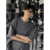 2024年夏季男港风大码纯色圆领短袖T恤XZ416-DT101-P25，男装T恤，星座416