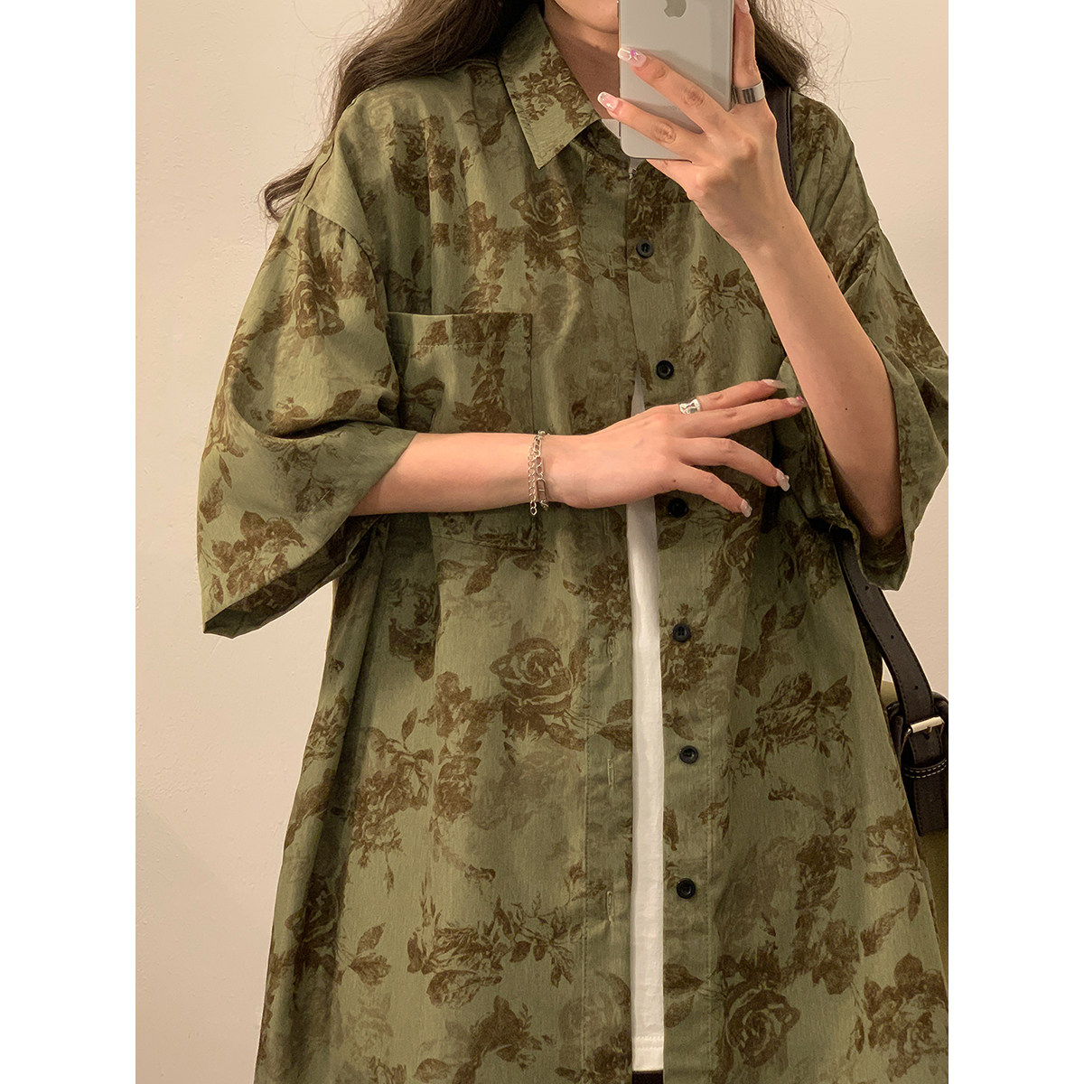 2023年夏季新款扎染满印不规则印花短袖衬衫配领带XZ415-CS02-P48,男装衬衫,星座416