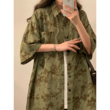 2023年夏季新款扎染满印不规则印花短袖衬衫配领带XZ415-CS02-P48，男装衬衫，星座416