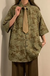 2023年夏季新款扎染满印不规则印花短袖衬衫配领带XZ415-CS02-P48图片