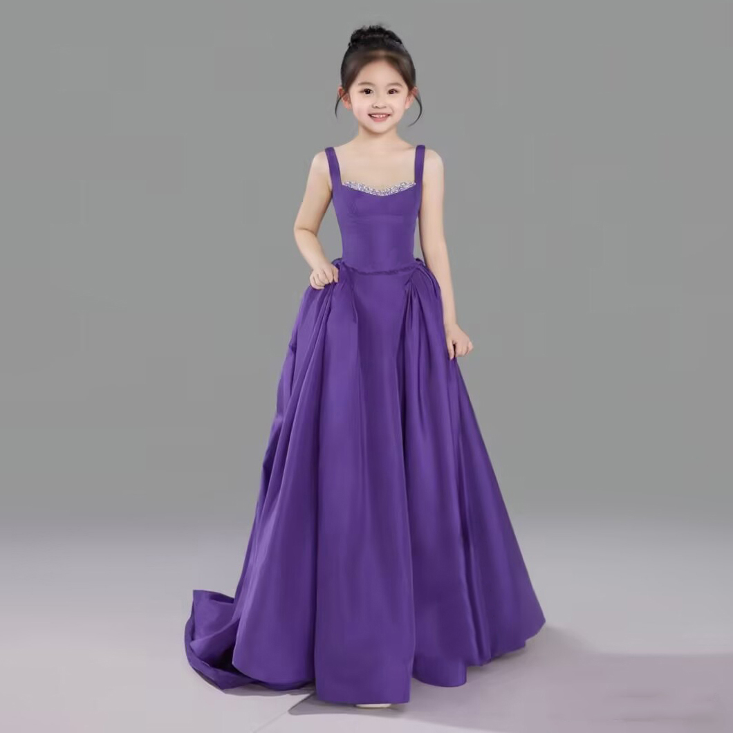 女童公主裙韩版婚礼花童女孩生日礼服儿童高端主持森系钢琴演出服