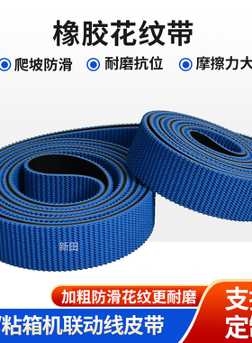 RT-500进口蓝色橡胶草纹带糊箱机皮带粘箱机订箱机联动线爬坡带