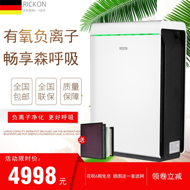 瑞肯空气净化器家用 客厅卧室除甲醛雾霾pm2.5负离子杀菌V8