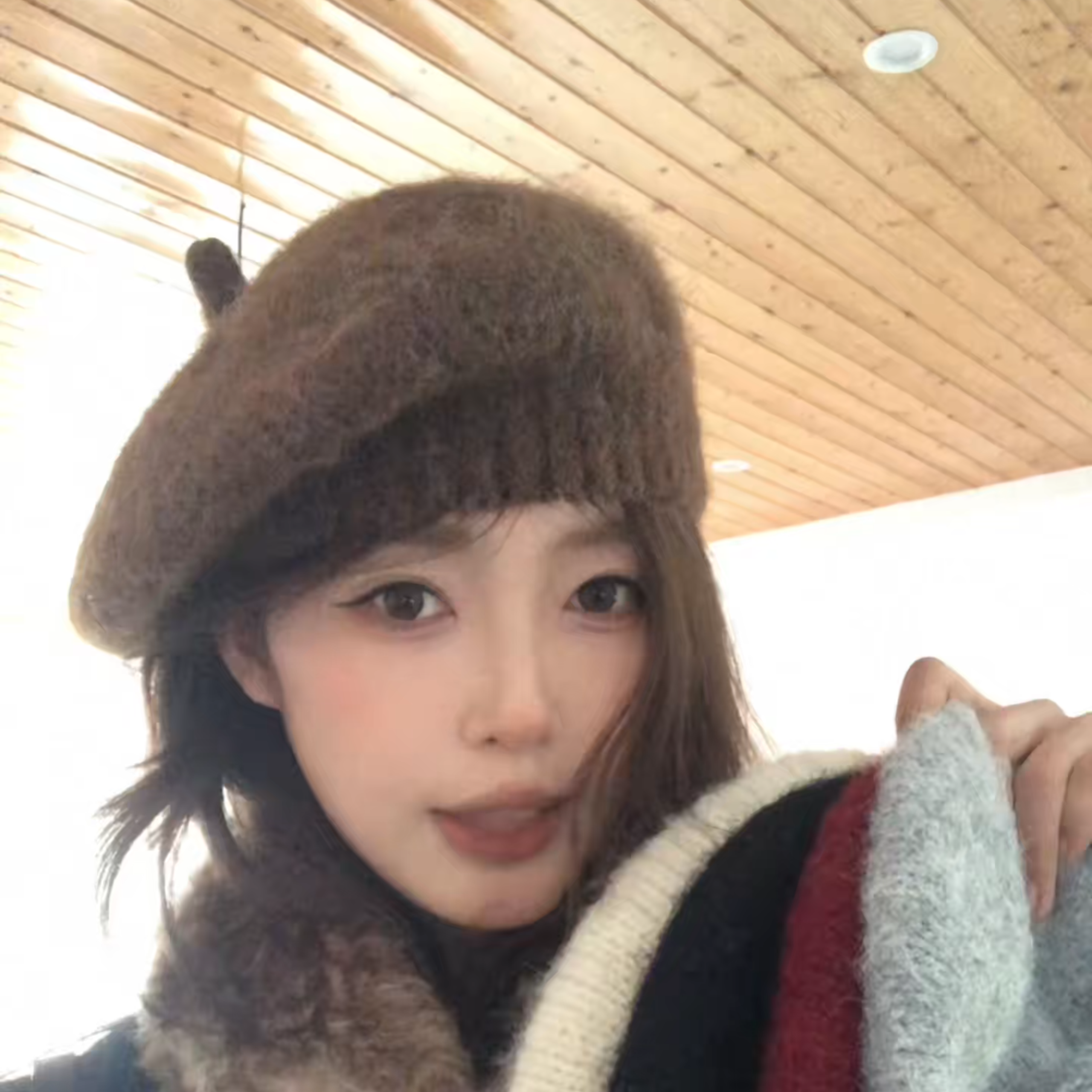 嘿姥2025韩版秋冬帽子女款金属小标针织贝雷帽纯色百搭保暖毛线帽