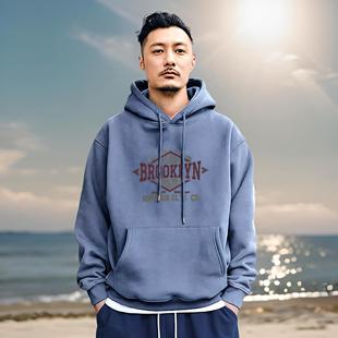 余文乐潮牌重磅卫衣秋冬季新款纯棉连帽加绒ins印花大码百搭外套