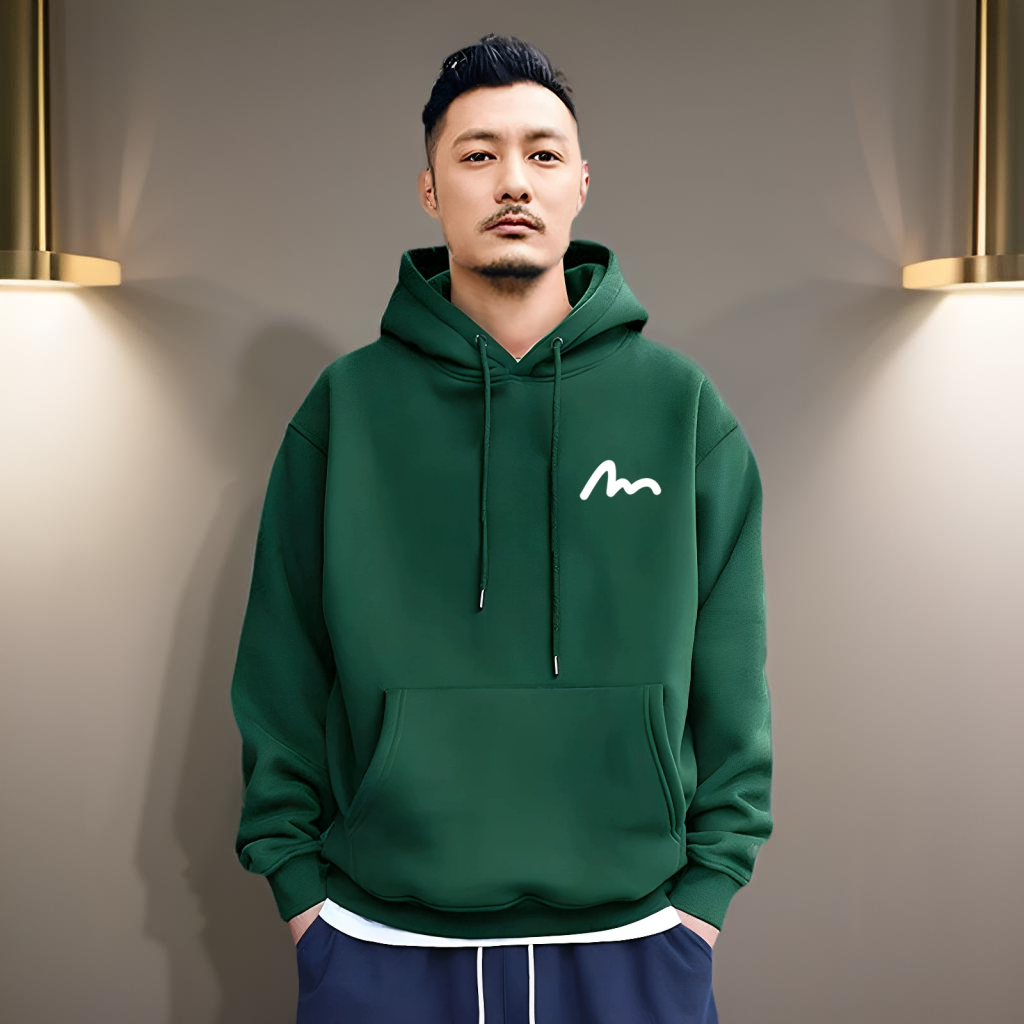 香港潮牌余文乐加绒重磅连帽卫衣男秋冬日系复古纯棉简约百搭外套