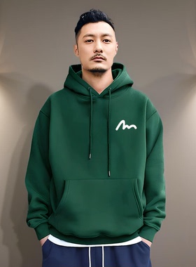 香港潮牌余文乐加绒重磅连帽卫衣男秋冬日系复古纯棉简约百搭外套