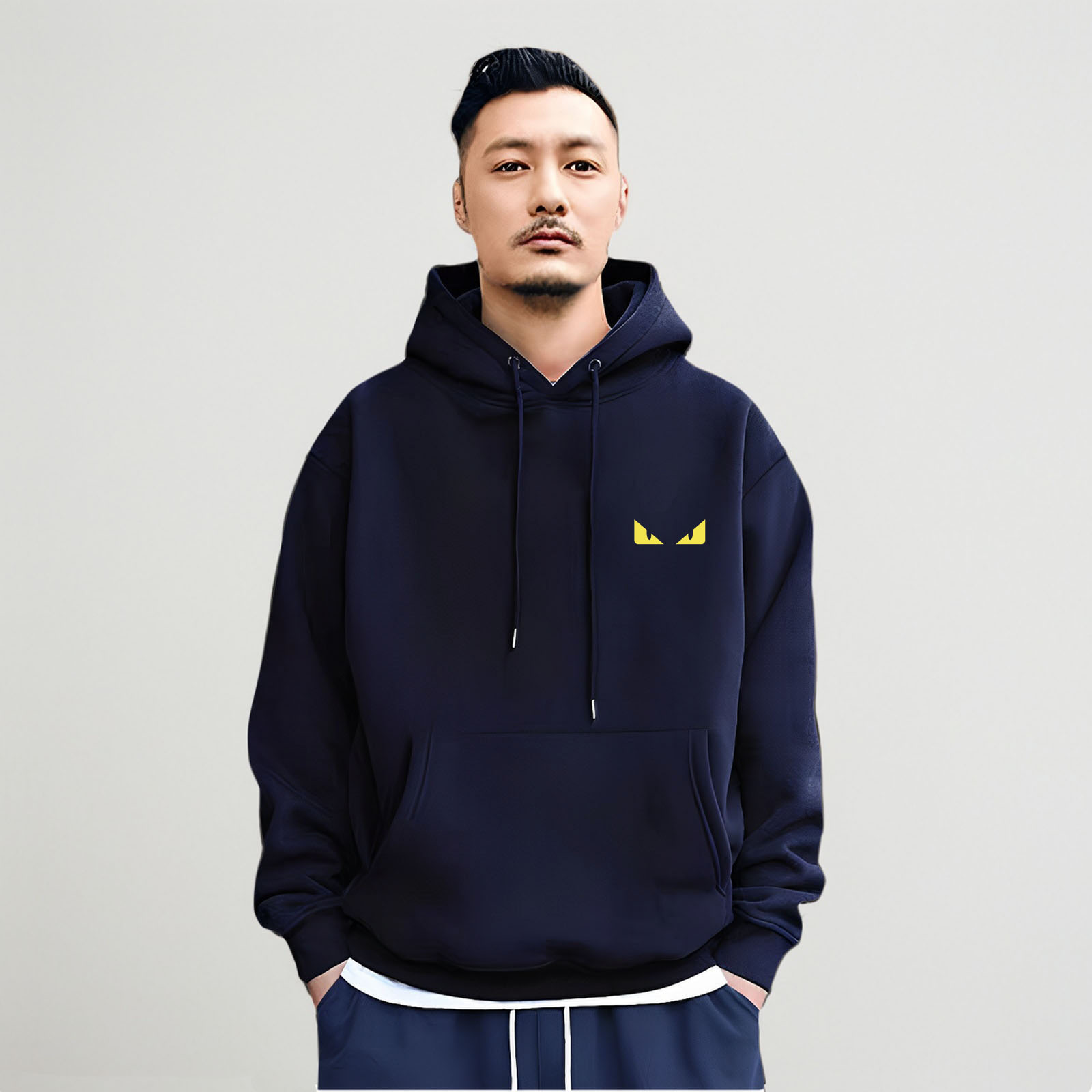 香港潮牌余文乐连帽卫衣男士秋冬季加绒重磅纯棉青年大码简约外套