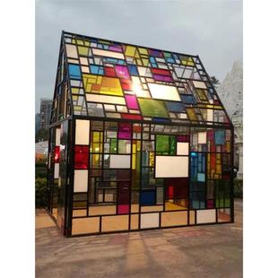 彩色玻璃贴膜窗户装饰防爆膜防晒隔热双向透视自粘贴红橙黄绿青蓝