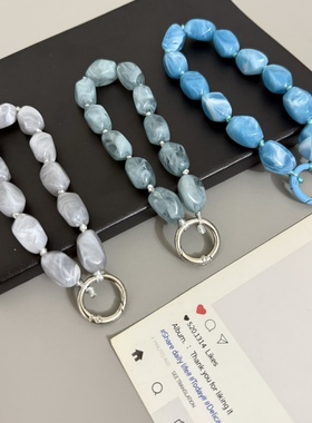 轻奢高级仿玉石玛瑙串珠包包挂饰钥匙扣挂件手机壳套挂链配饰挂绳