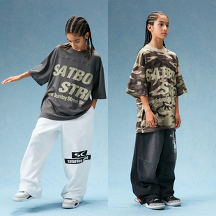 美式 hiphop街舞潮服 套裝 街頭嘻哈少兒街舞演出服字母印花迷彩短袖