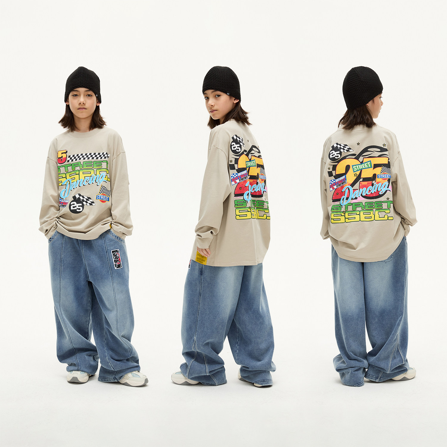 周六街头少年俱乐部美式字母印花儿童宽松个性演出服