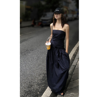 又辣又欲又高级抹胸皱褶连衣裙