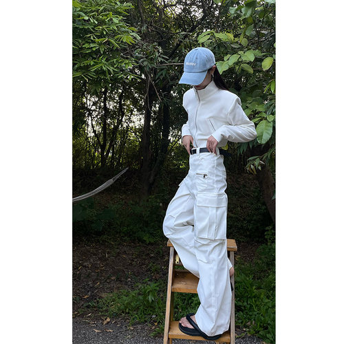 自然腰新美式工装显瘦工装裤长裤