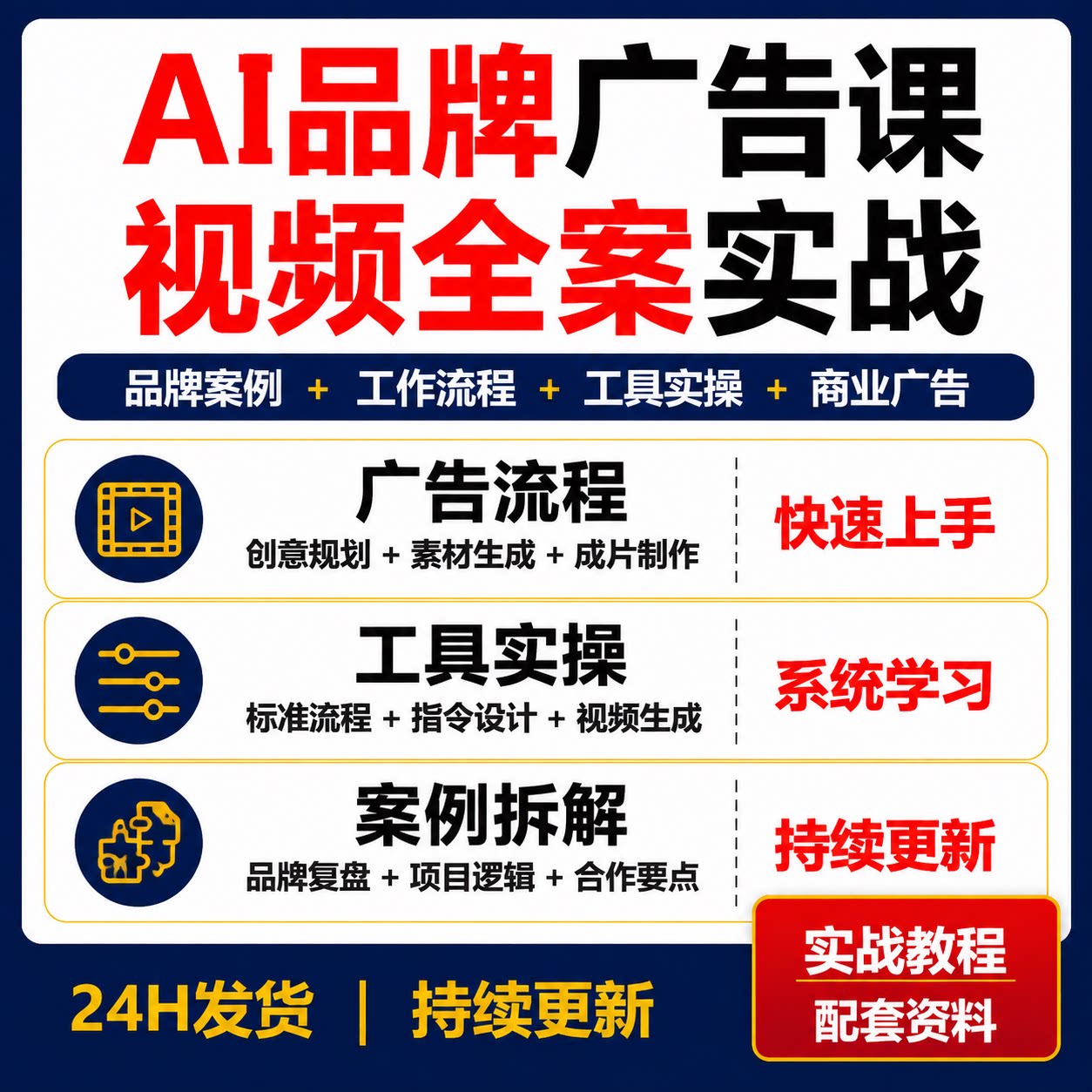 AI品牌广告视频课程AIGC商业宣传片制作教程工作流案例拆解全案