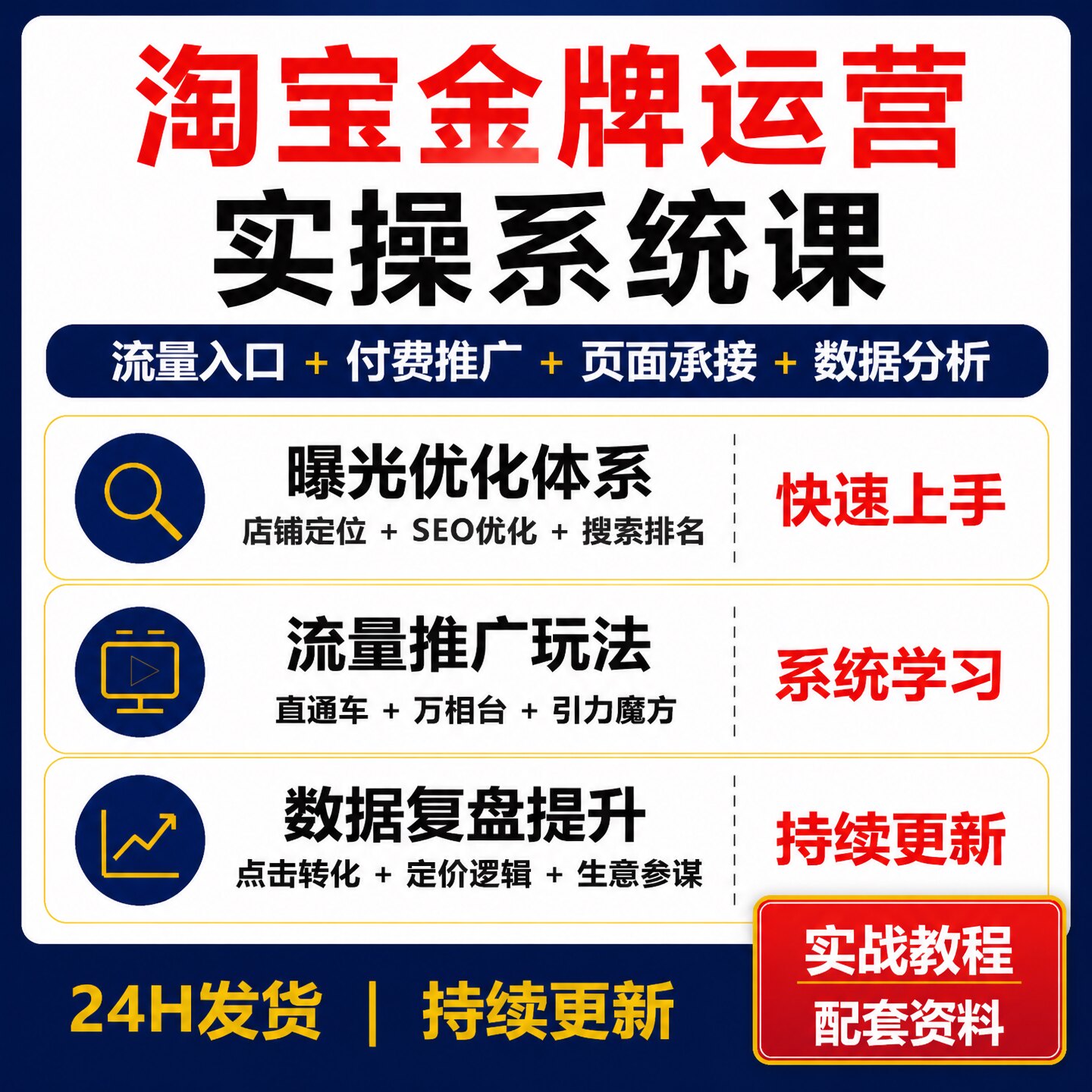 淘宝金牌运营实操课 0基础流量推广数据分析爆款打造实操教程