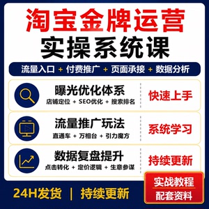 淘宝金牌运营实操课 0基础流量推广数据分析爆款打造实操教程