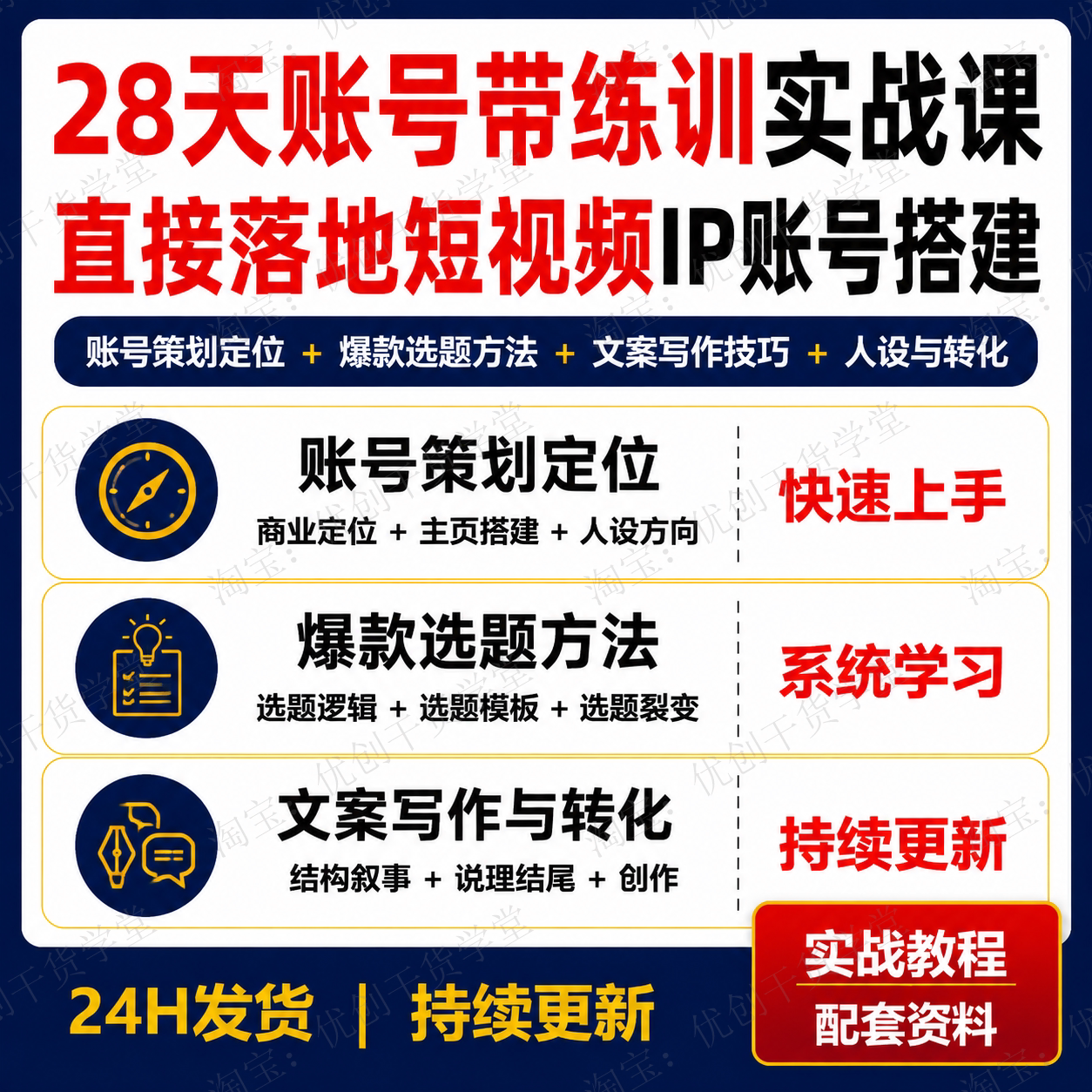 短视频文案写作账号定位IP人设打造实战视频课程学习资料