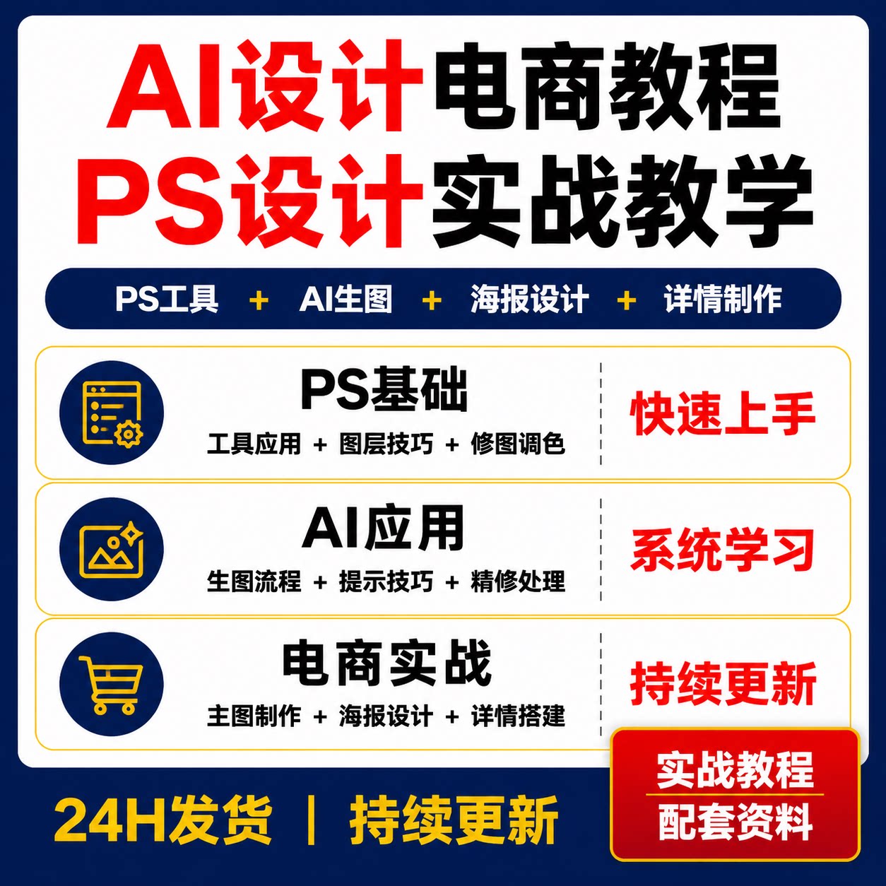 AI电商设计课程PS主图海报详情页教程AI生图精修商业设计实战
