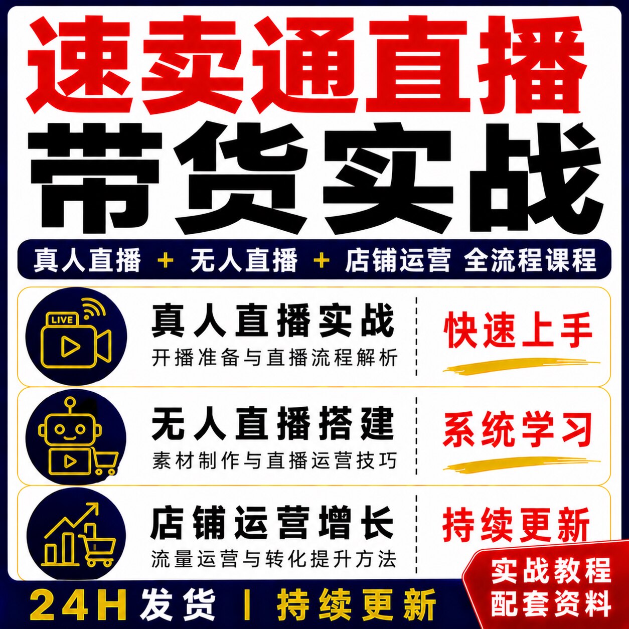 速卖通直播带货实战教程全流程课程真人直播运营技巧快速上手