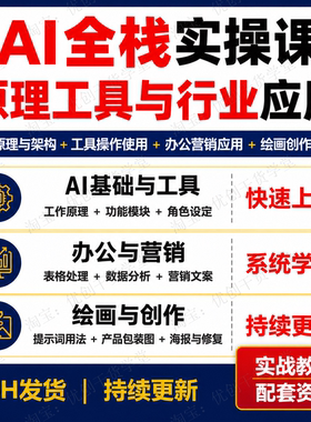 人工智能全栈实操课AI原理工具办公营销绘画创作系统学习教程
