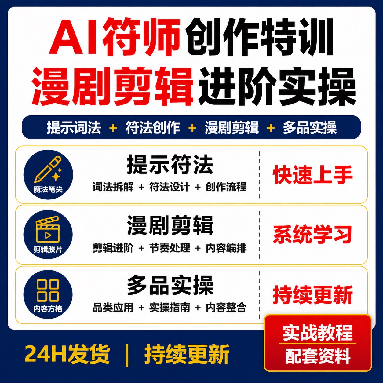AI符师特训营提示词符法创作漫剧剪辑进阶多品类内容实操指南