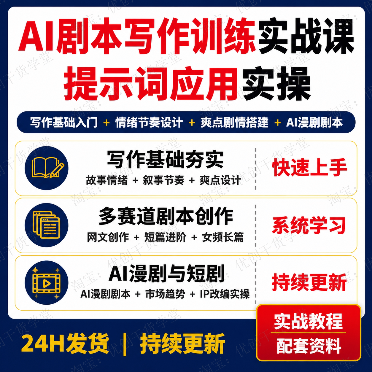 AI剧本写作网文短篇漫剧短剧创作基础到实战视频课程学习资料